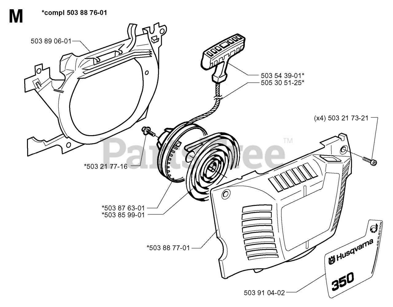 husqvarna 350 parts diagram