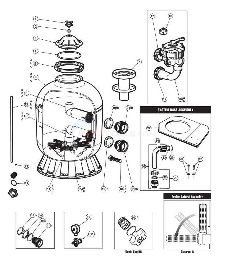 pool sand filter parts diagram