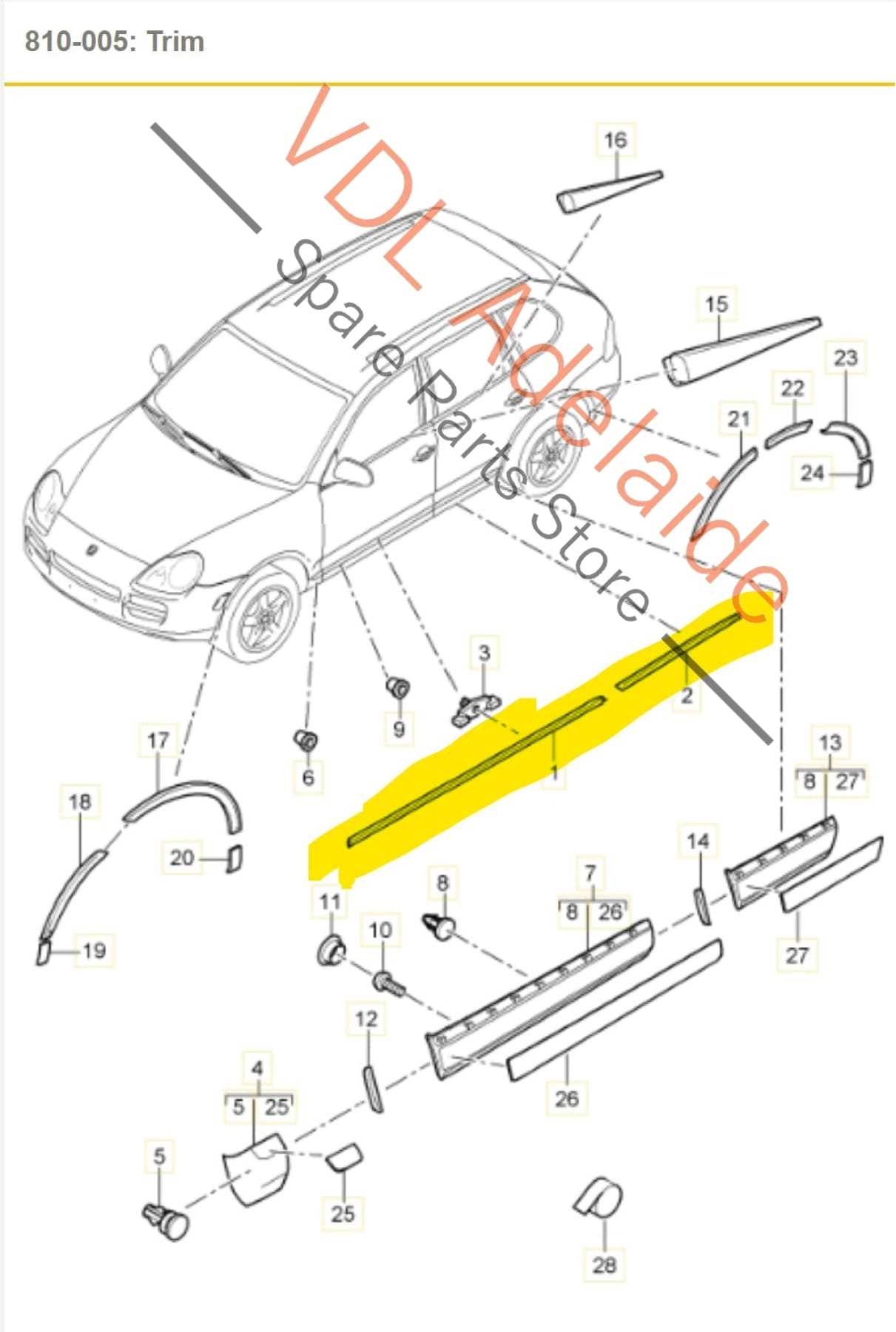 porsche cayenne parts diagram