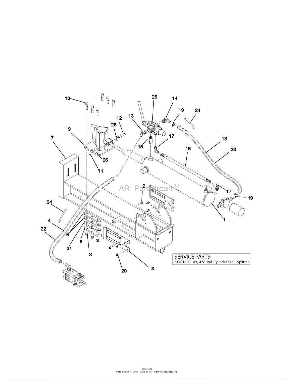 hydraulic log splitter parts diagram