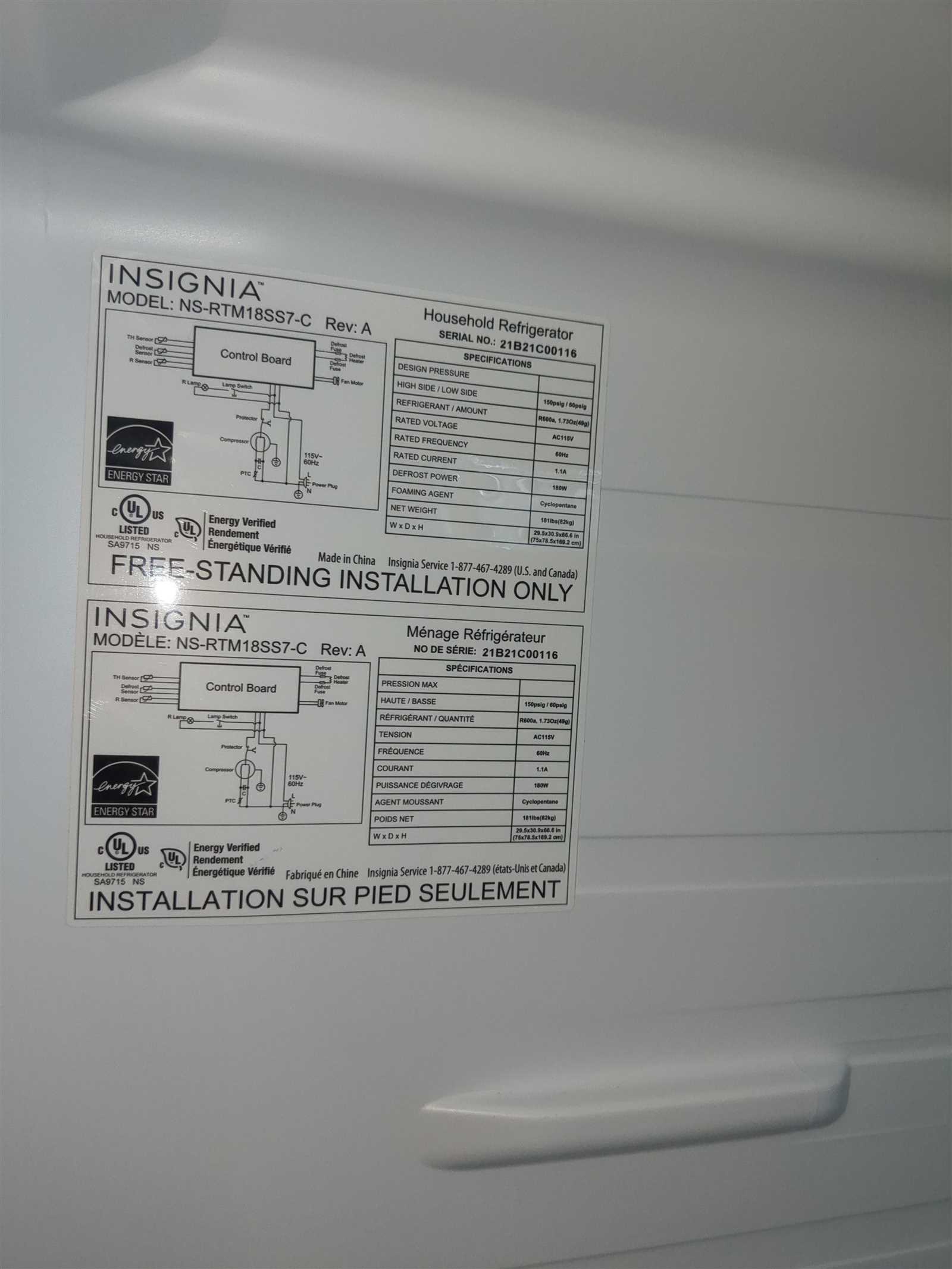 insignia refrigerator parts diagram