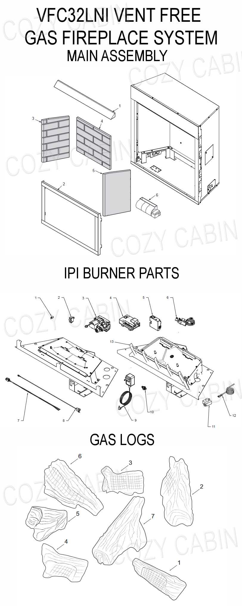 fireplace parts diagram