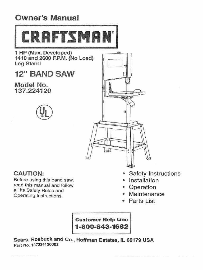 craftsman 10 inch band saw parts diagram