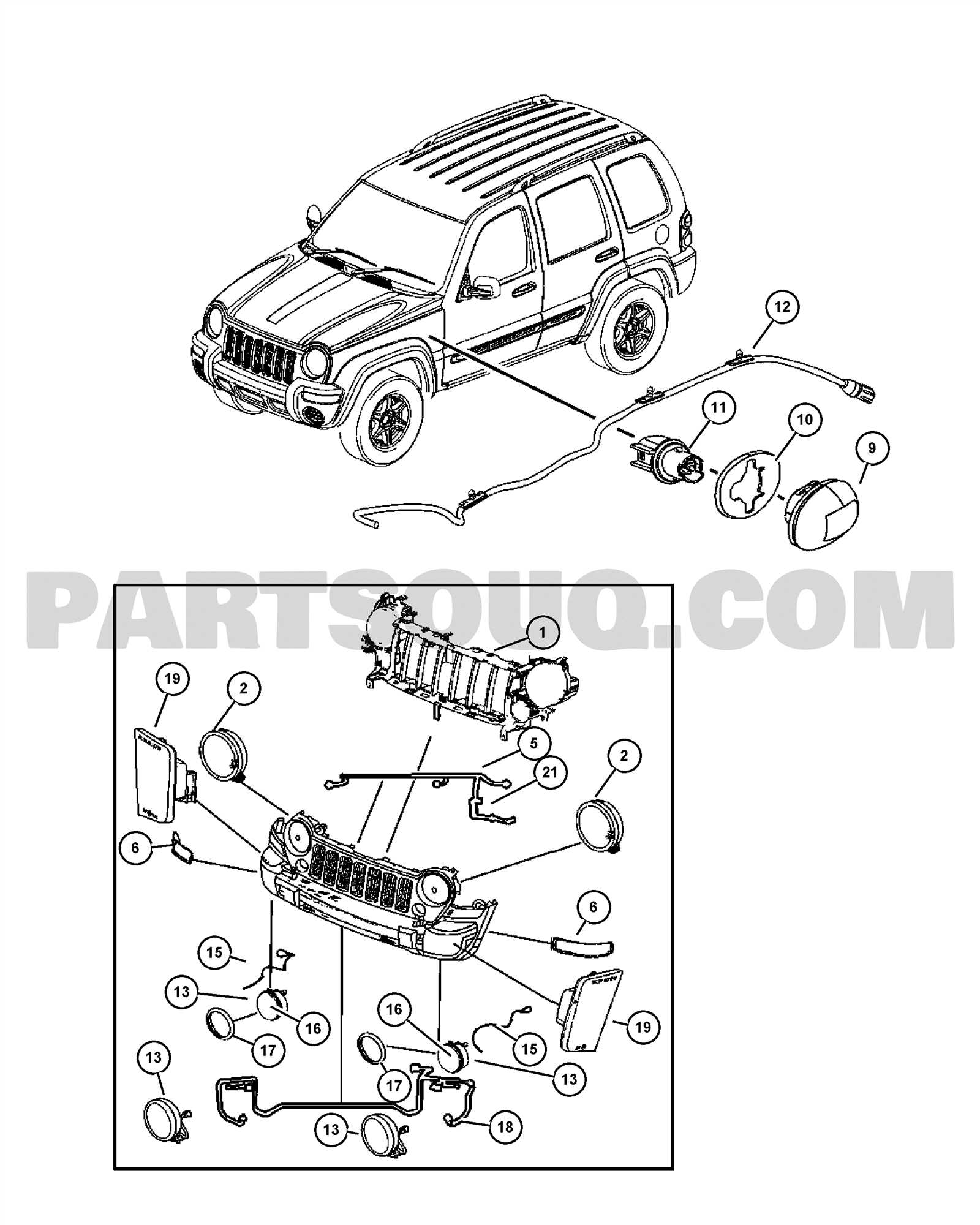 jeep cherokee body parts diagram