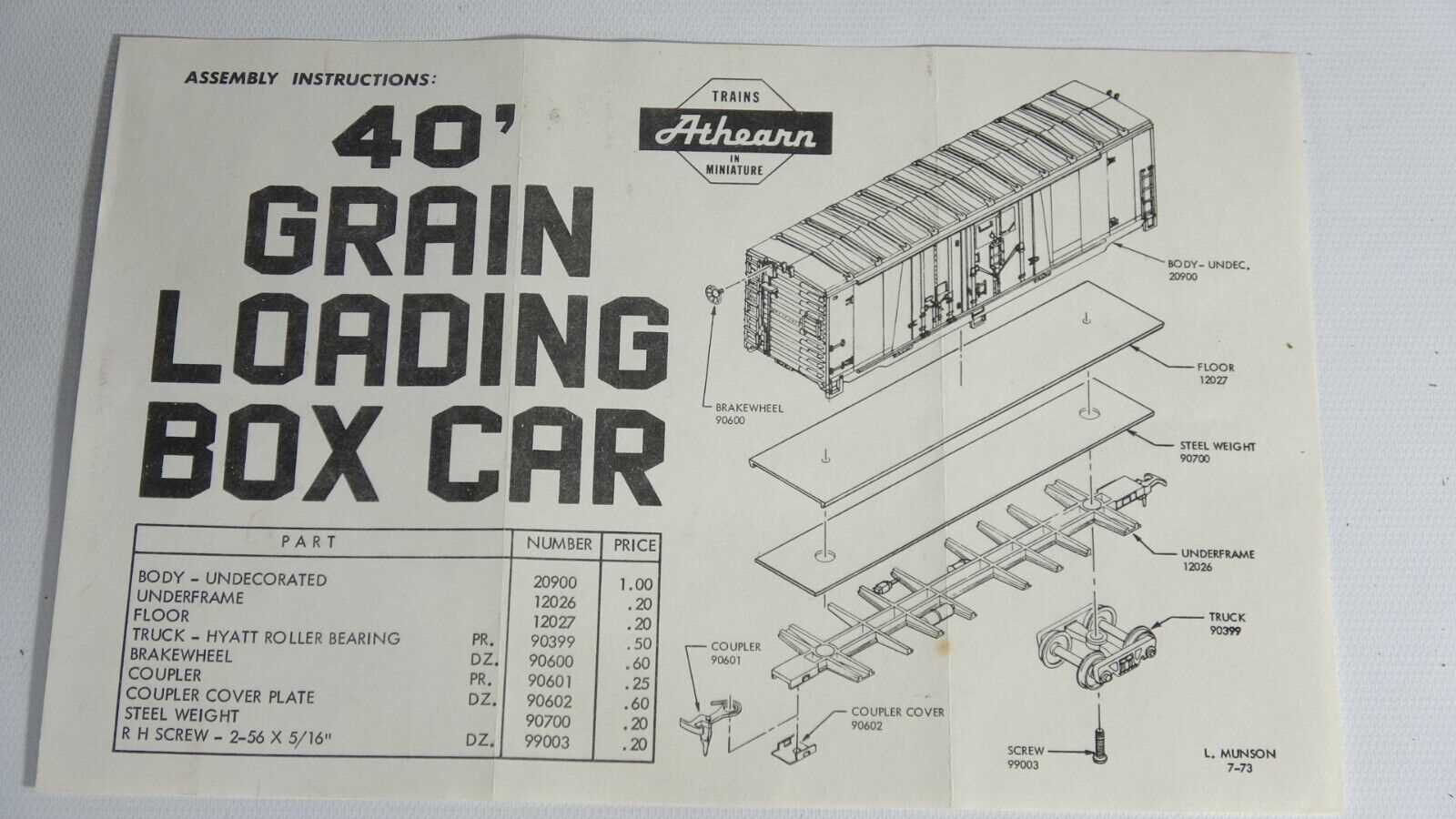 athearn parts diagrams