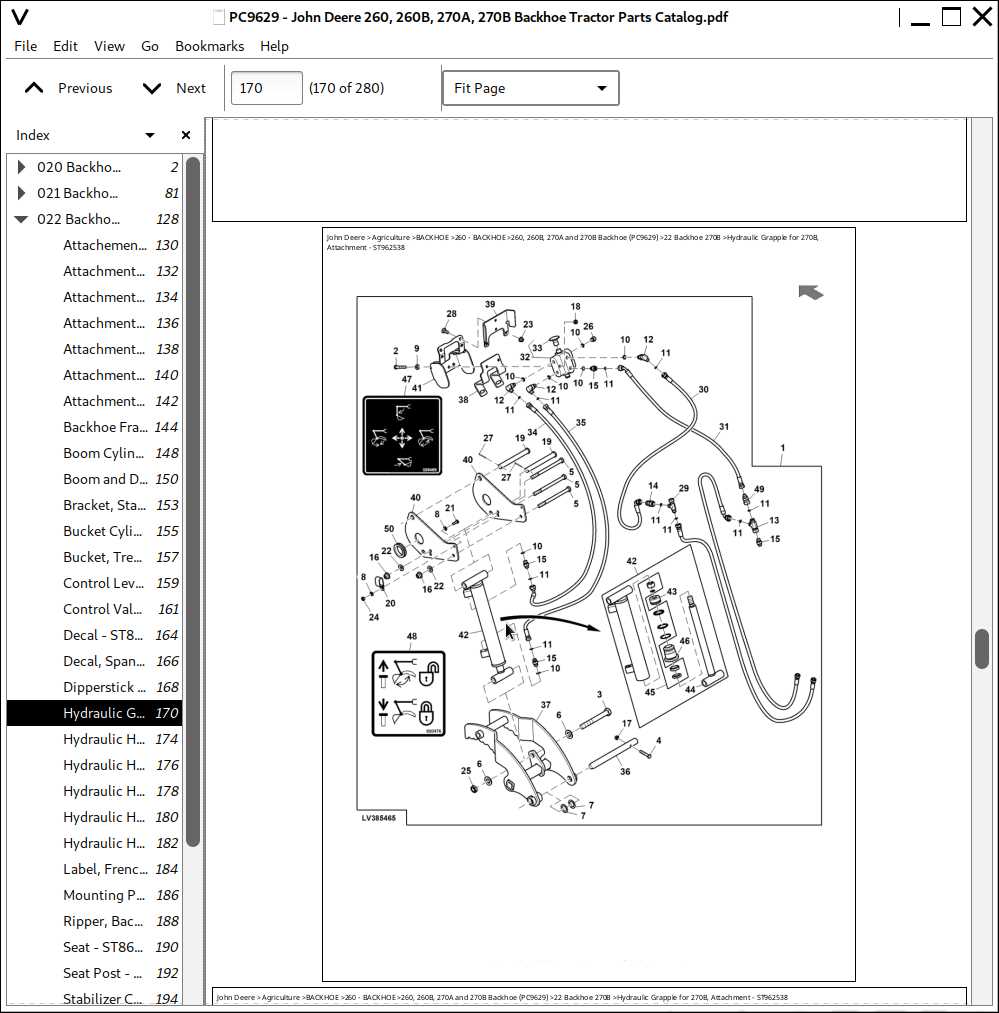 john deere 260 parts diagram