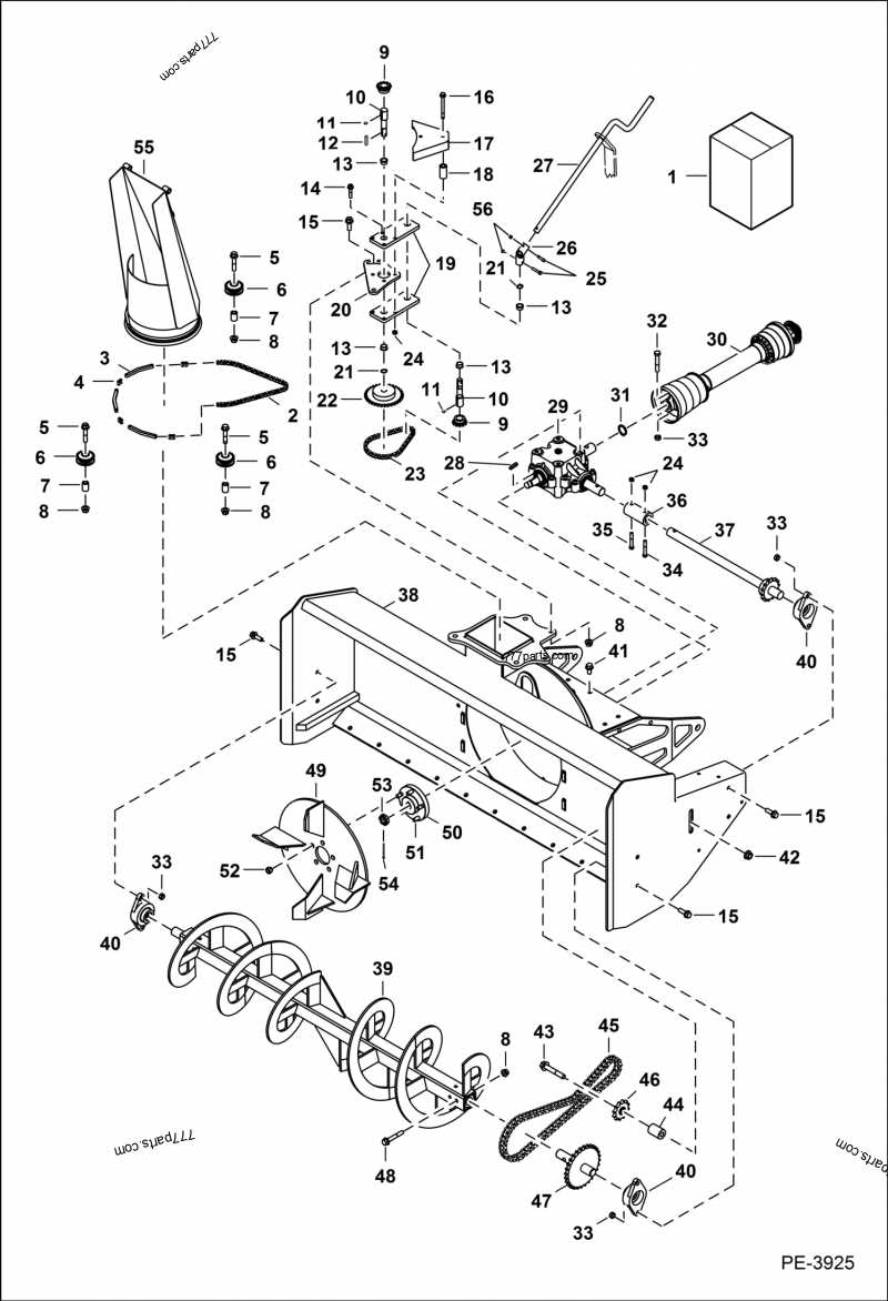 john deere 44 snowblower parts diagram