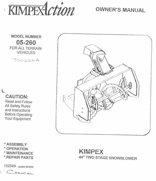 john deere 44 snowblower parts diagram