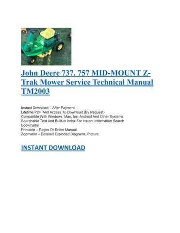 john deere 737 zero turn mower parts diagram