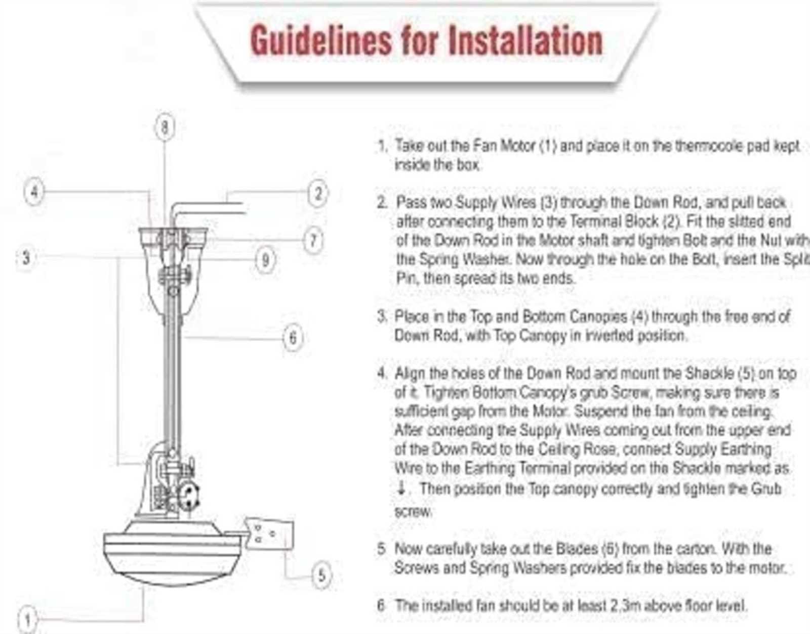 ceiling fan parts diagram