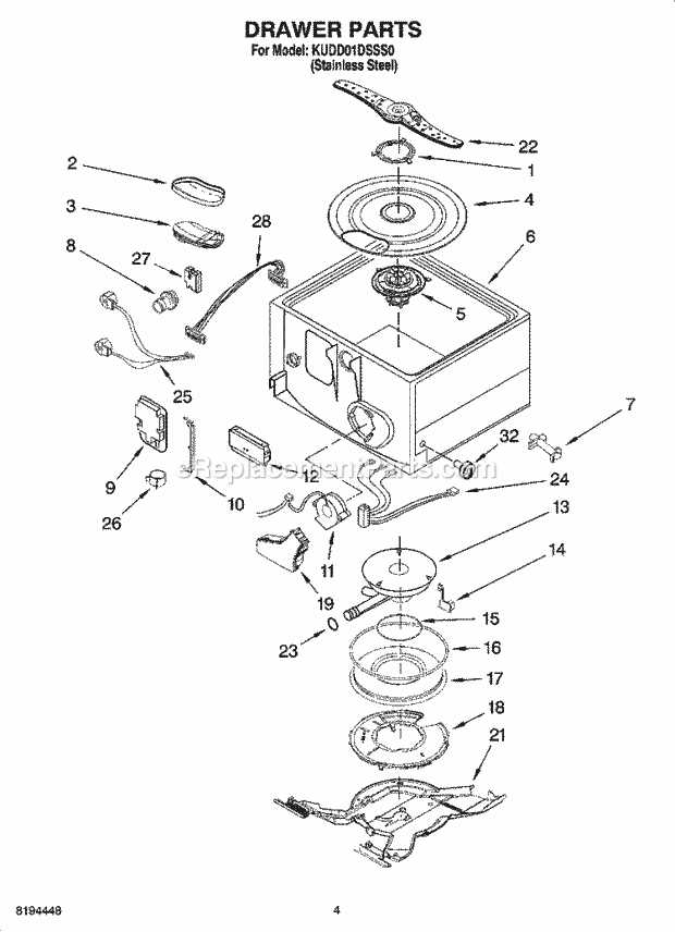 kitchen aid dishwasher parts diagram