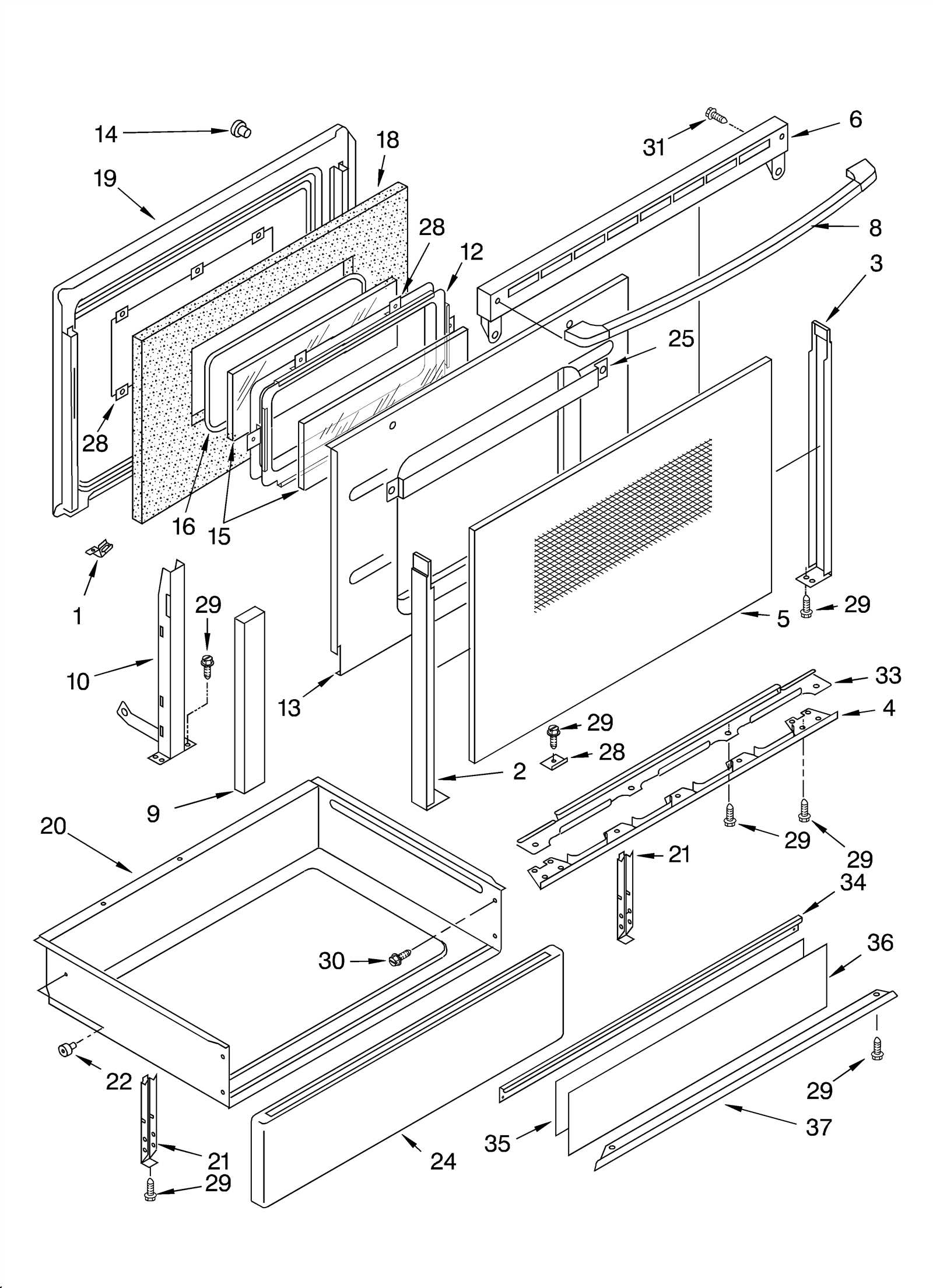 kitchenaid oven parts diagram