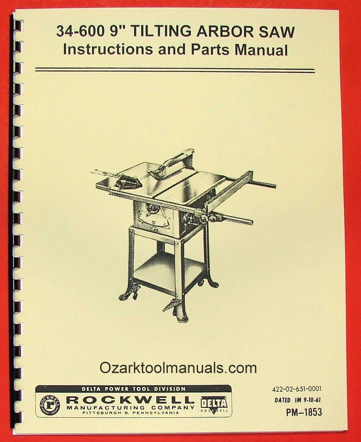 delta table saw parts diagram