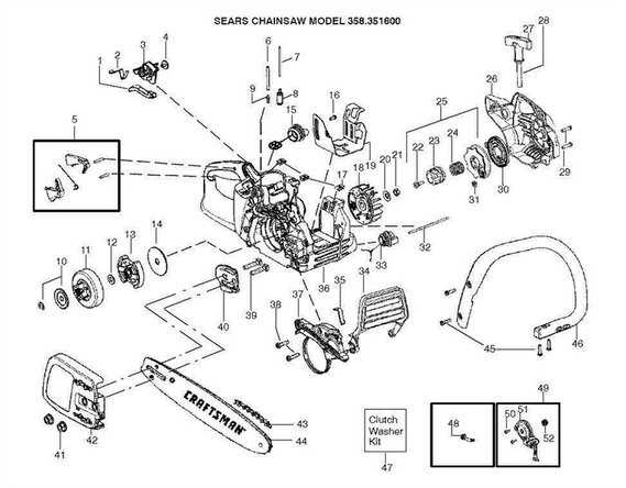 craftsman 16 36cc chainsaw parts diagram