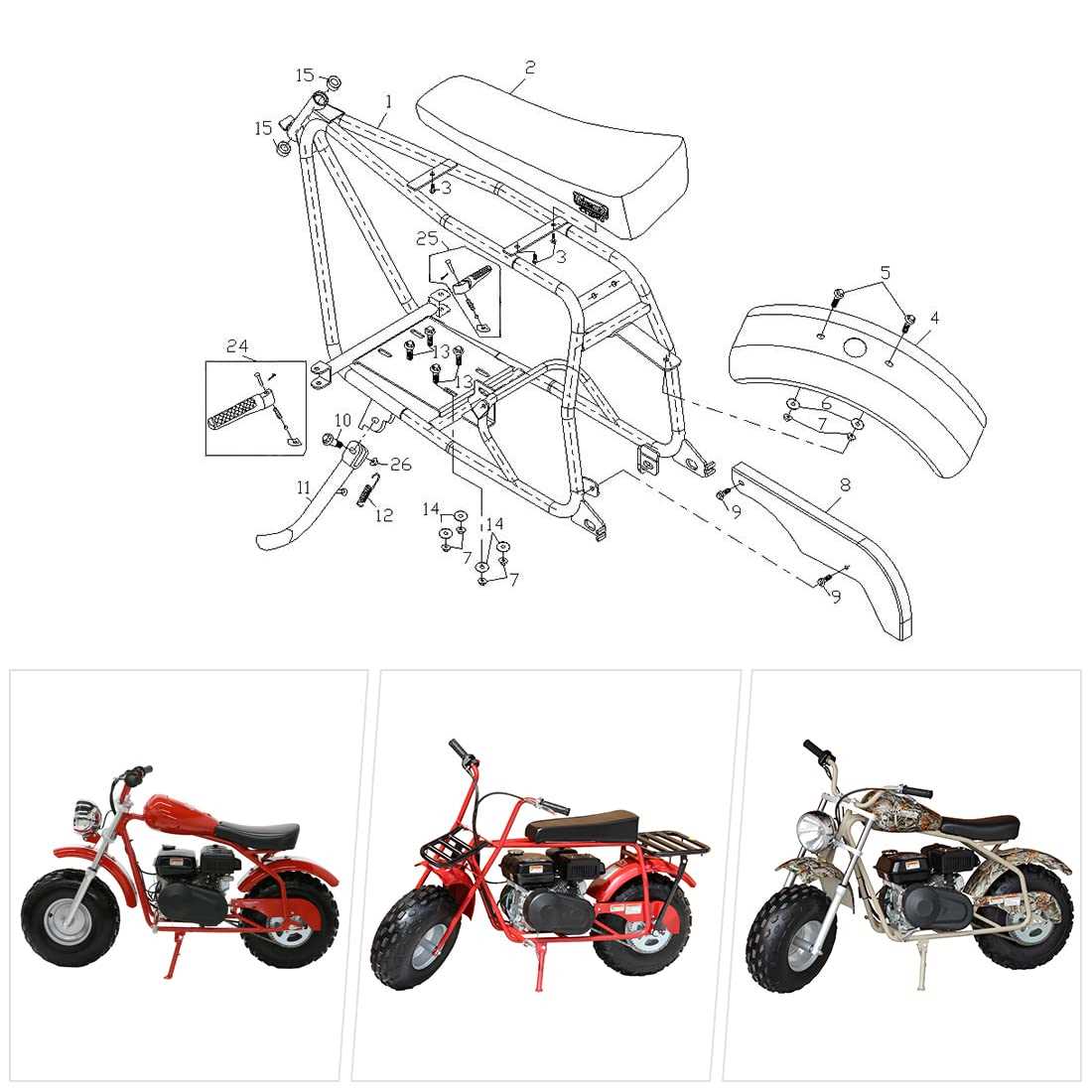 coleman mini bike parts diagram