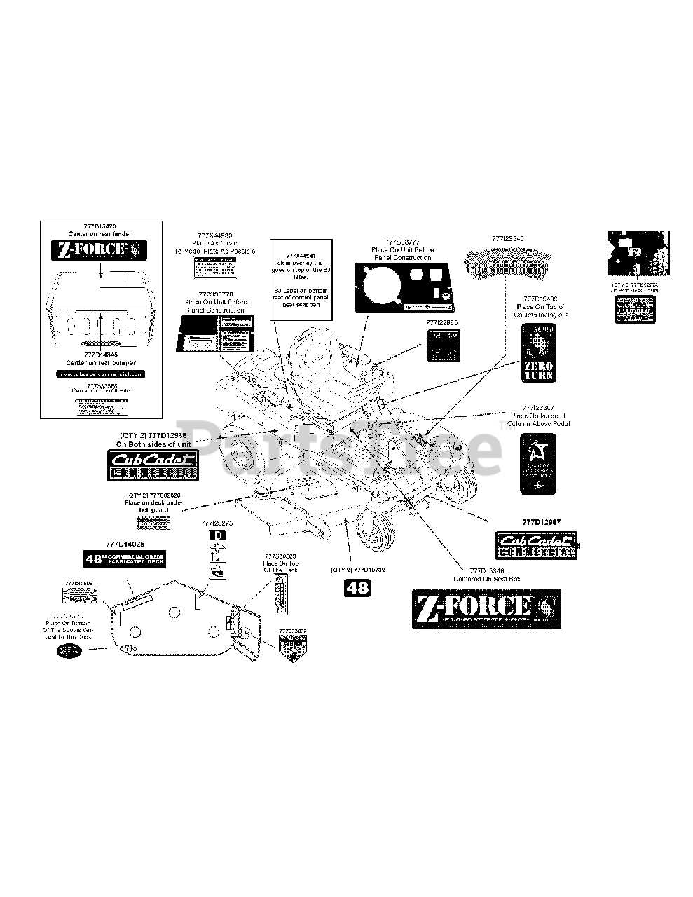 cub cadet z force 48 parts diagram