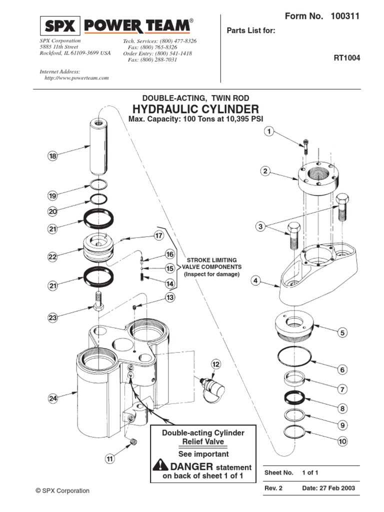 diagram hydraulic cylinder parts