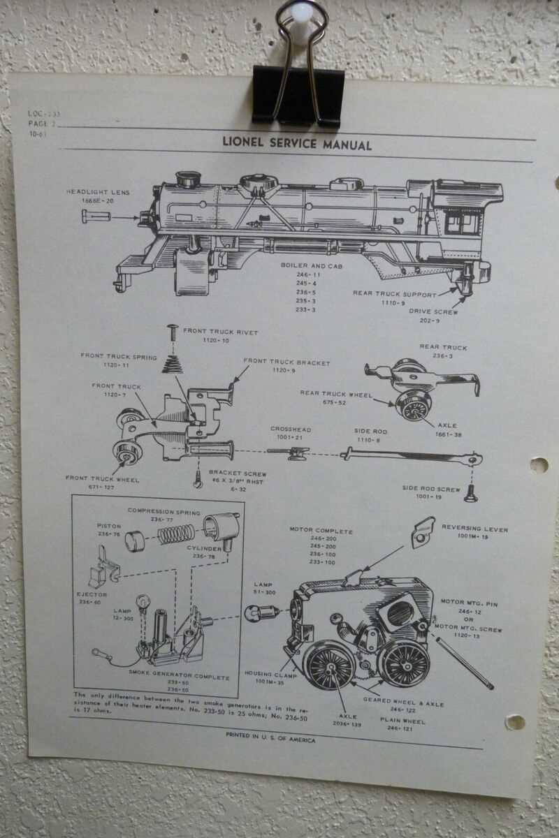 lionel parts list and exploded diagrams