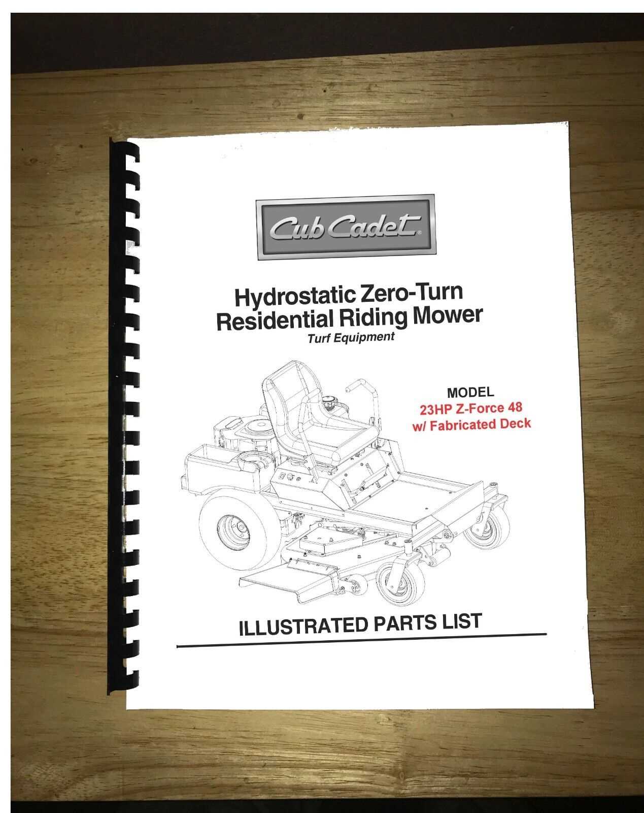 cub cadet z force 48 parts diagram