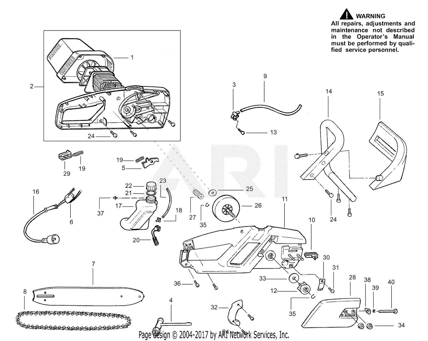 craftsman 20 inch chainsaw parts diagram