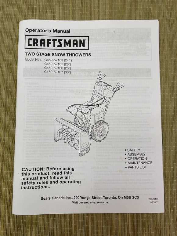 craftsman snow thrower parts diagram