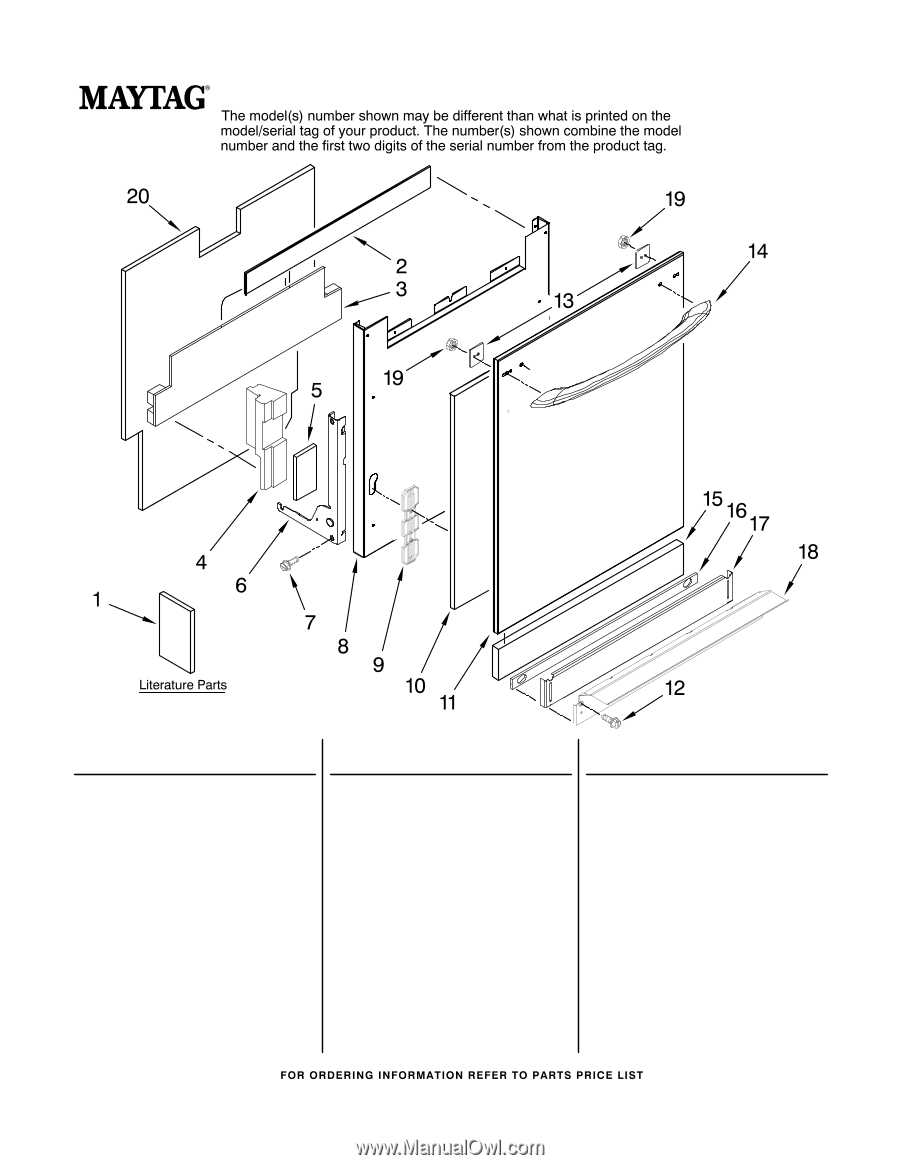 maytag dishwasher parts diagram