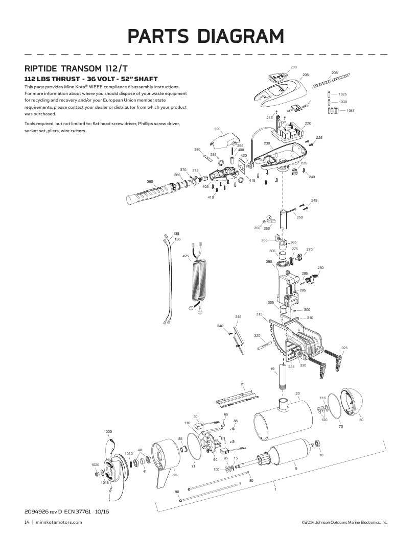 minn kota terrova 112 parts diagram