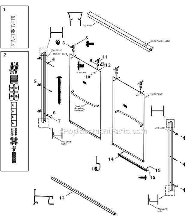 shower door parts diagram