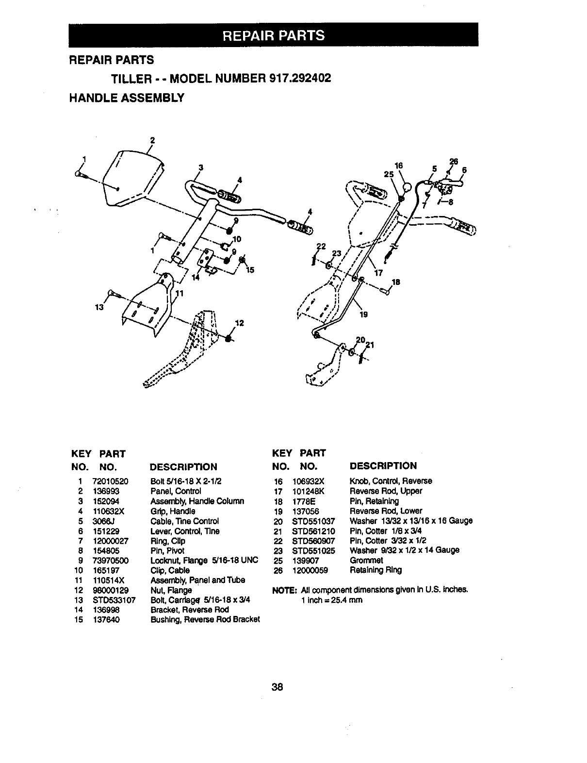 craftsman tiller model 917 parts diagram