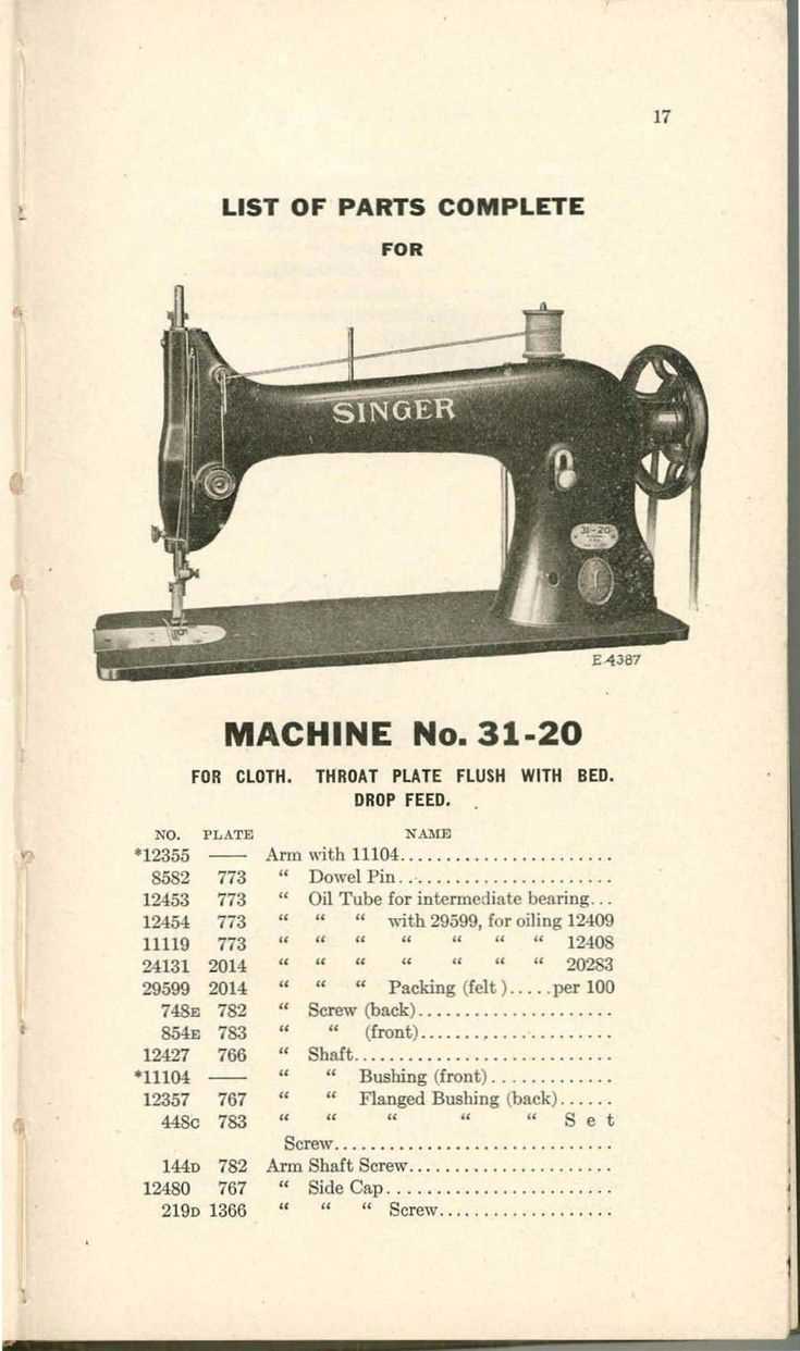 singer sewing machine parts diagram