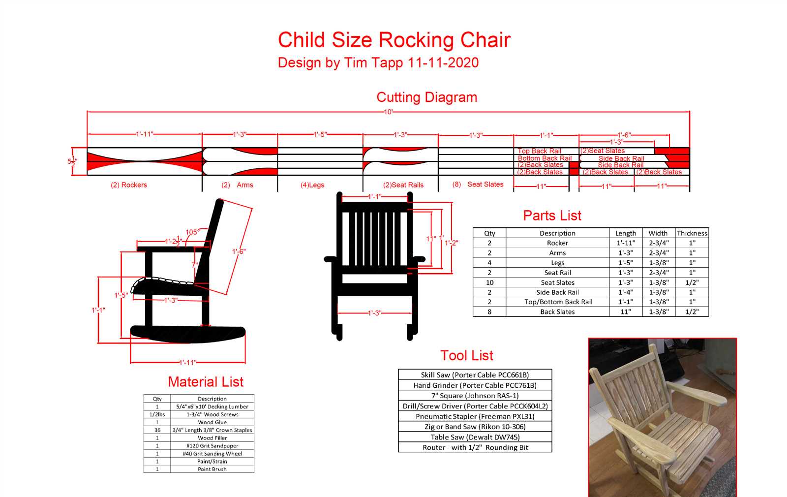 rocking chair parts diagram