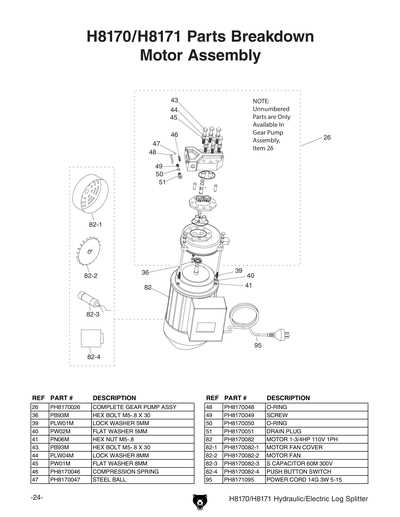 hydraulic log splitter parts diagram