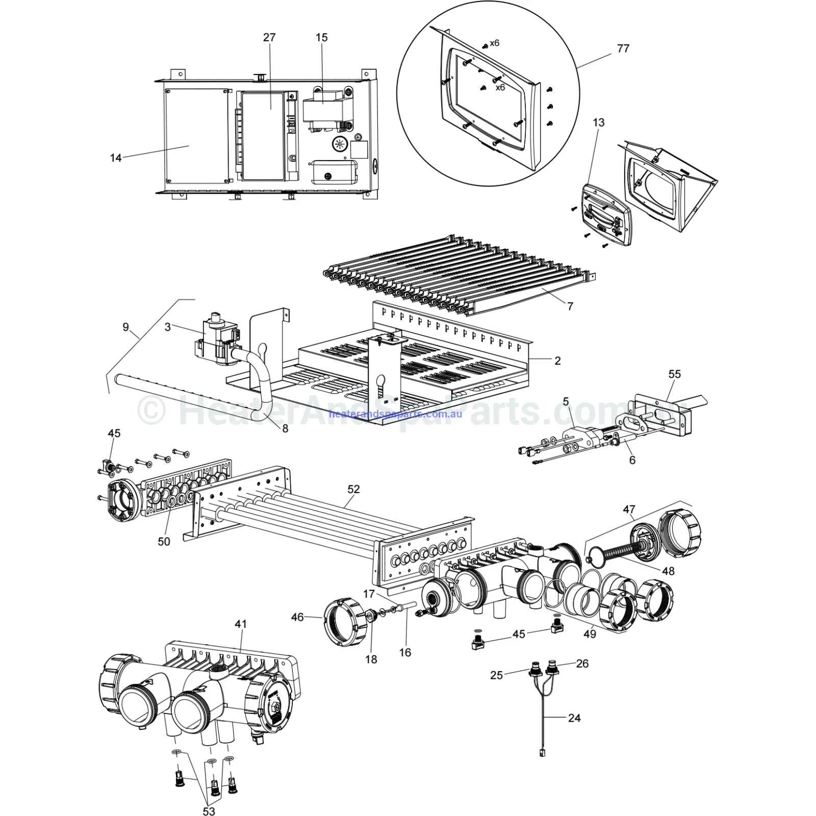 rheem pool heater parts diagram