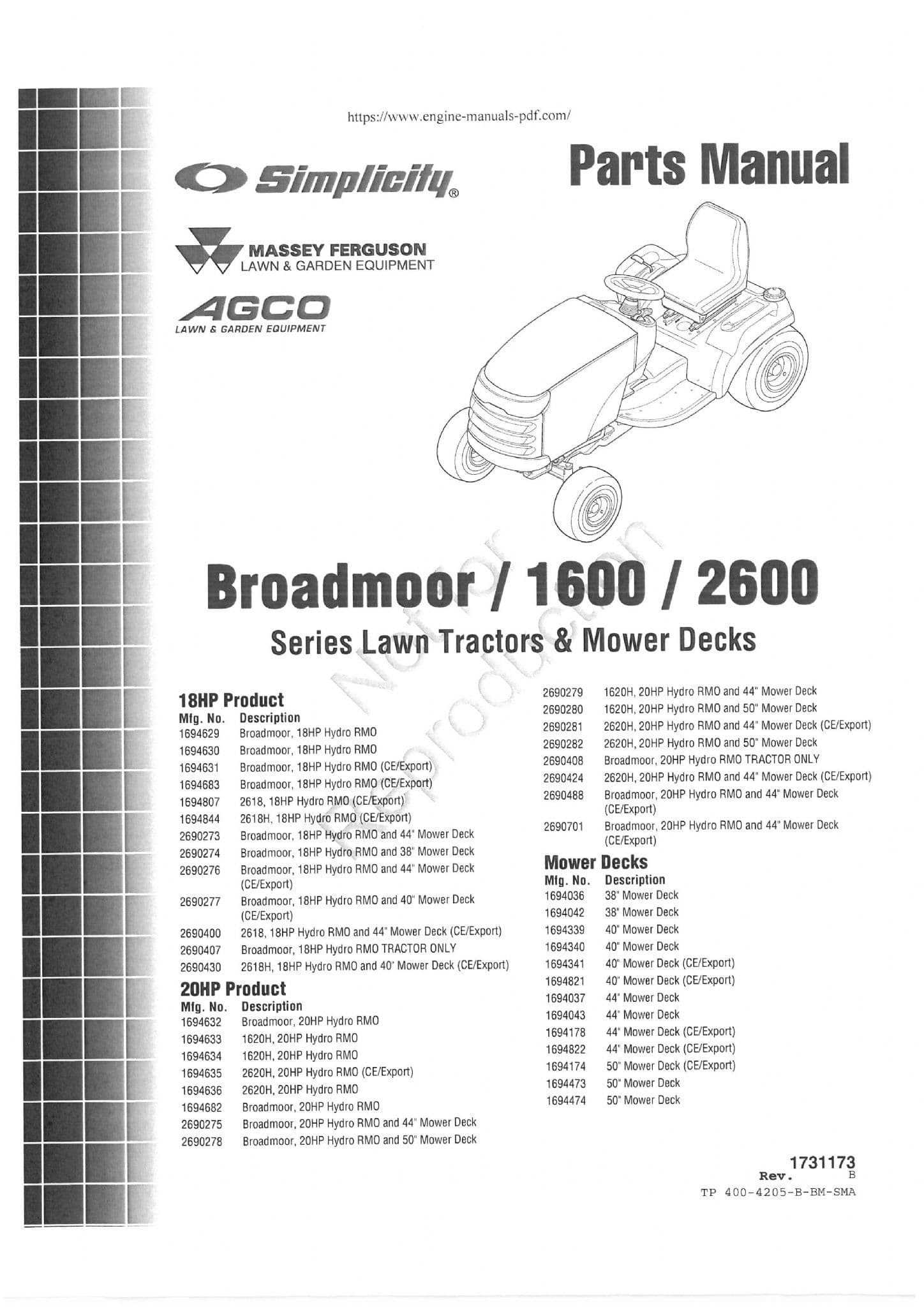 simplicity broadmoor parts diagram