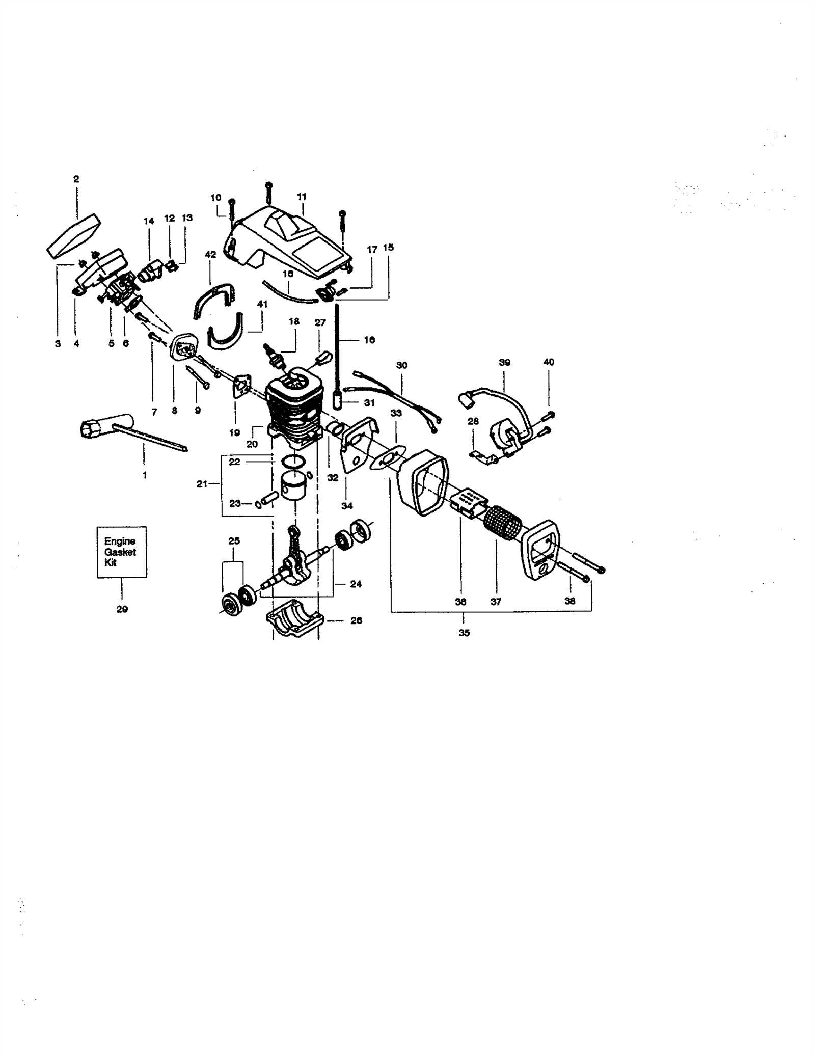 craftsman 16 36cc chainsaw parts diagram