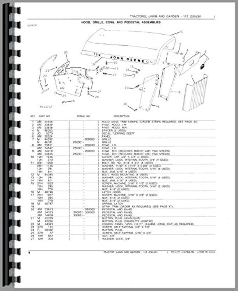 john deere 112 parts diagram