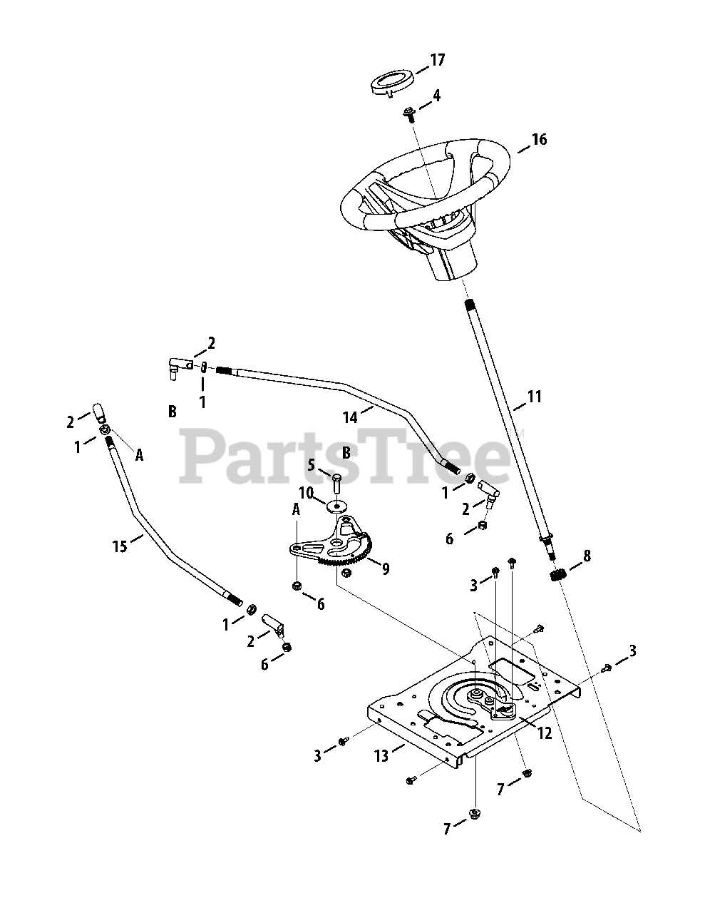 cub cadet steering parts diagram