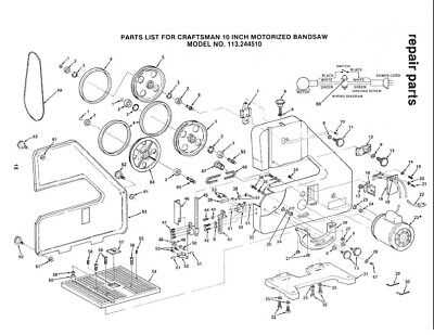 craftsman 10 inch band saw parts diagram