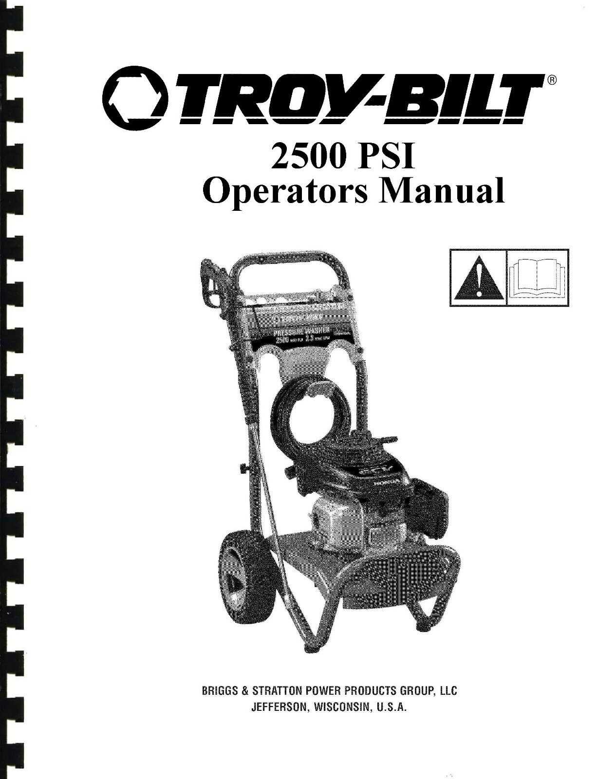 troy bilt 2800 psi pressure washer parts diagram