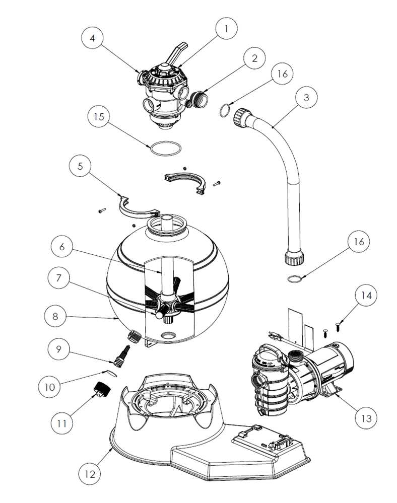 pool sand filter parts diagram