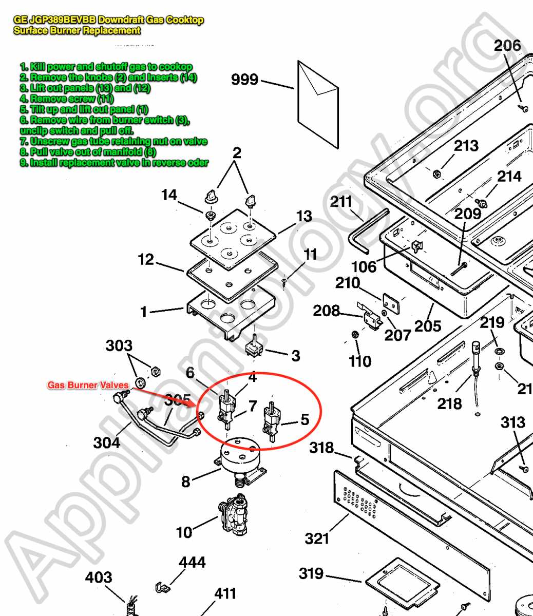 ge profile gas cooktop parts diagram