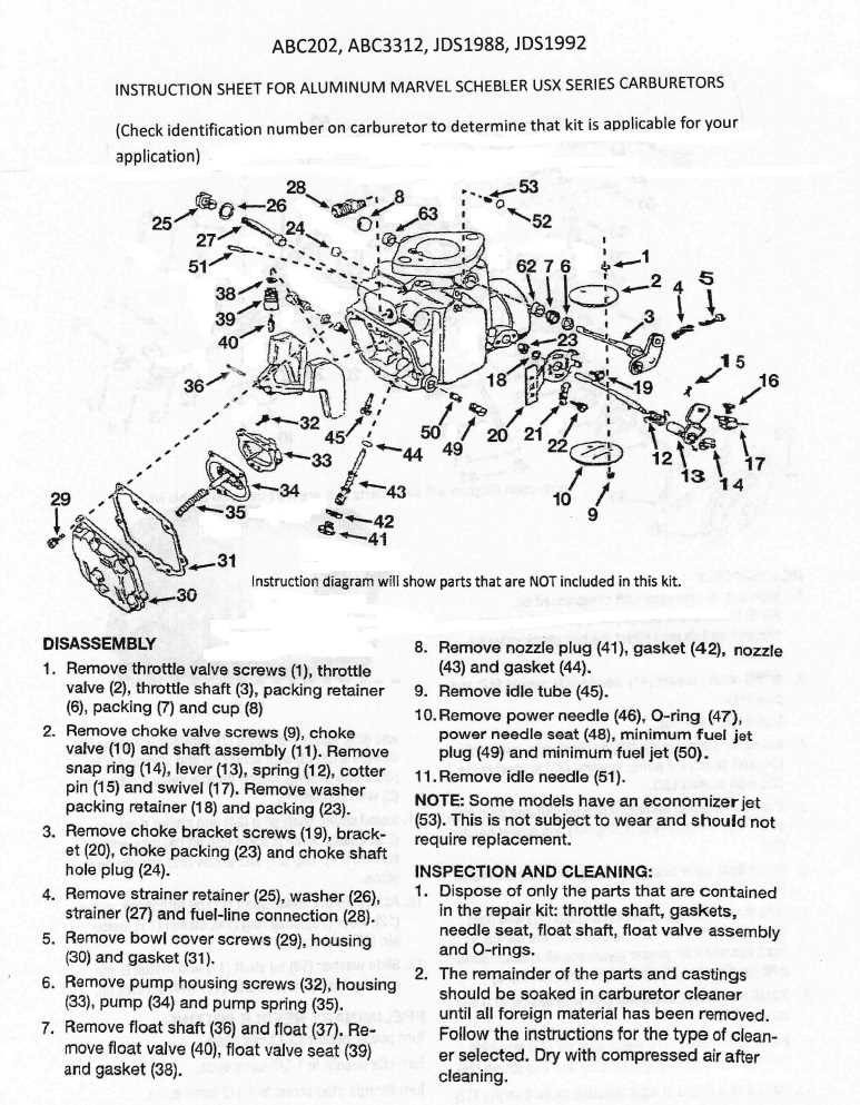 marvel schebler carburetor parts diagram