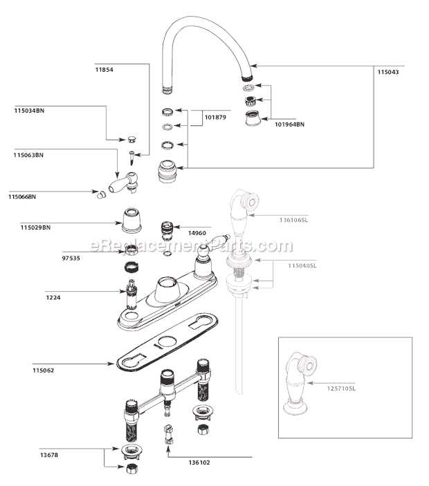 two handle kitchen faucet parts diagram