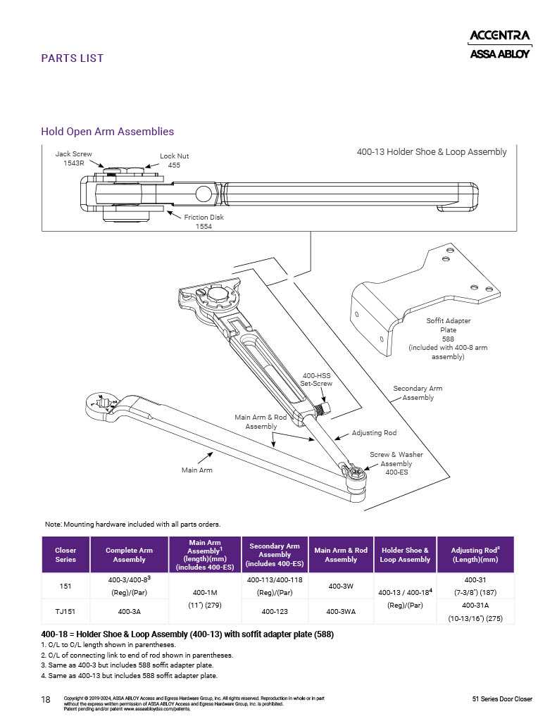 door closer parts diagram