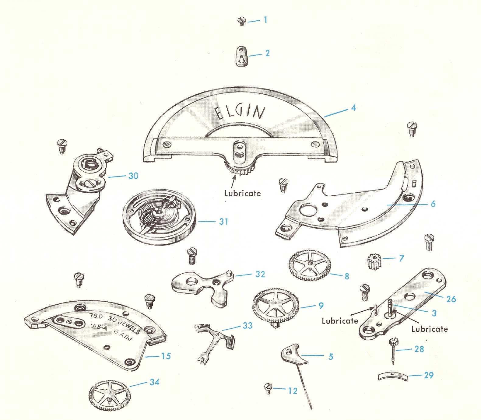 automatic watch movement parts diagram