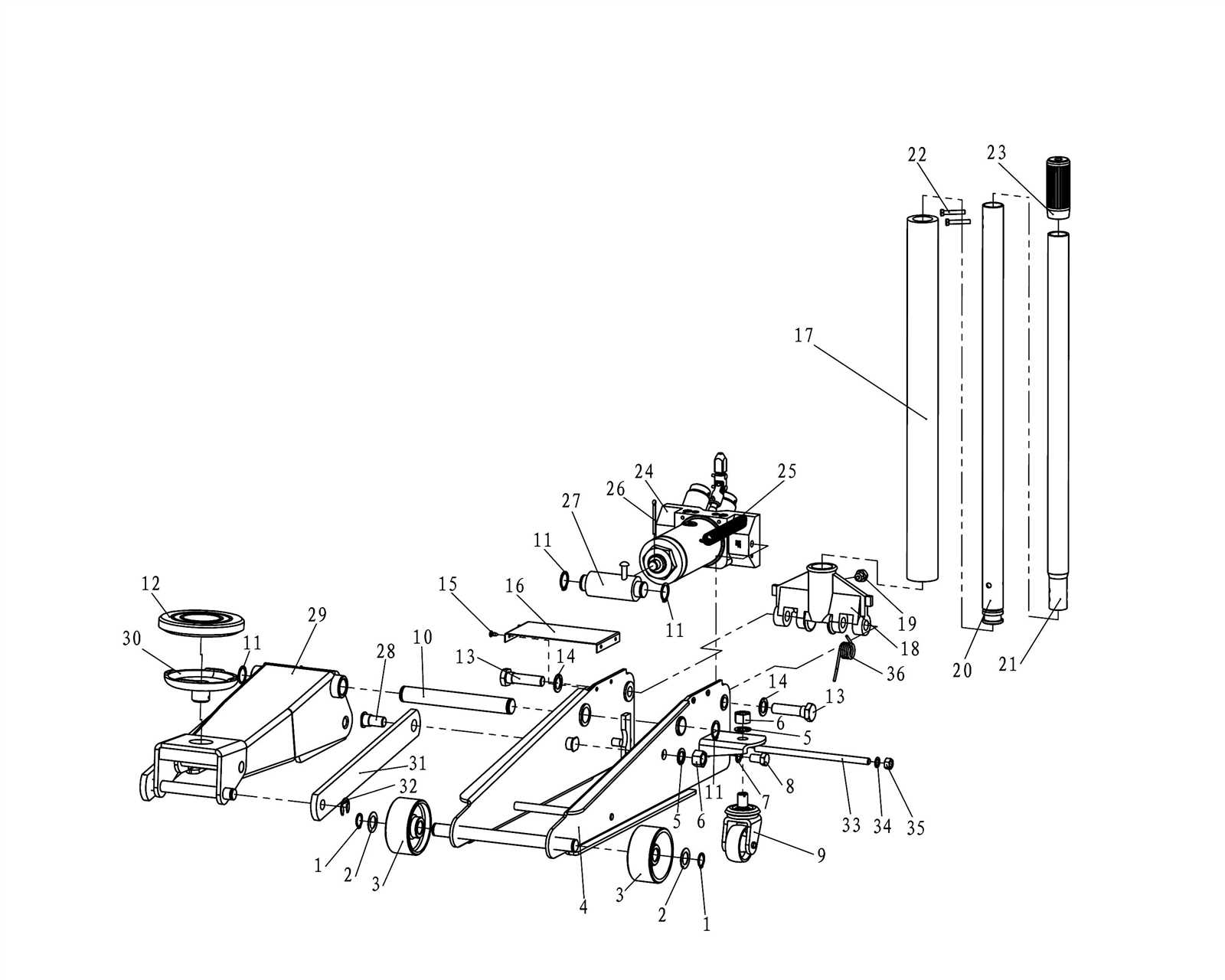 craftsman 3 ton floor jack parts diagram