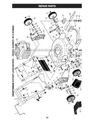 manual craftsman self propelled lawn mower parts diagram