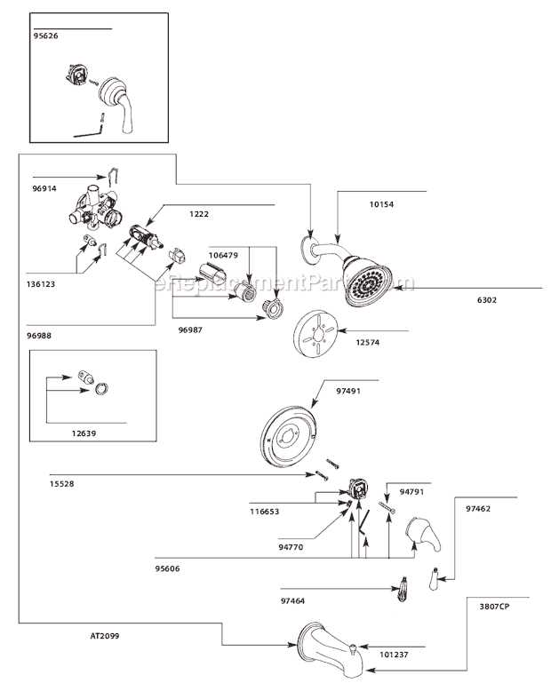 parts of a shower faucet diagram