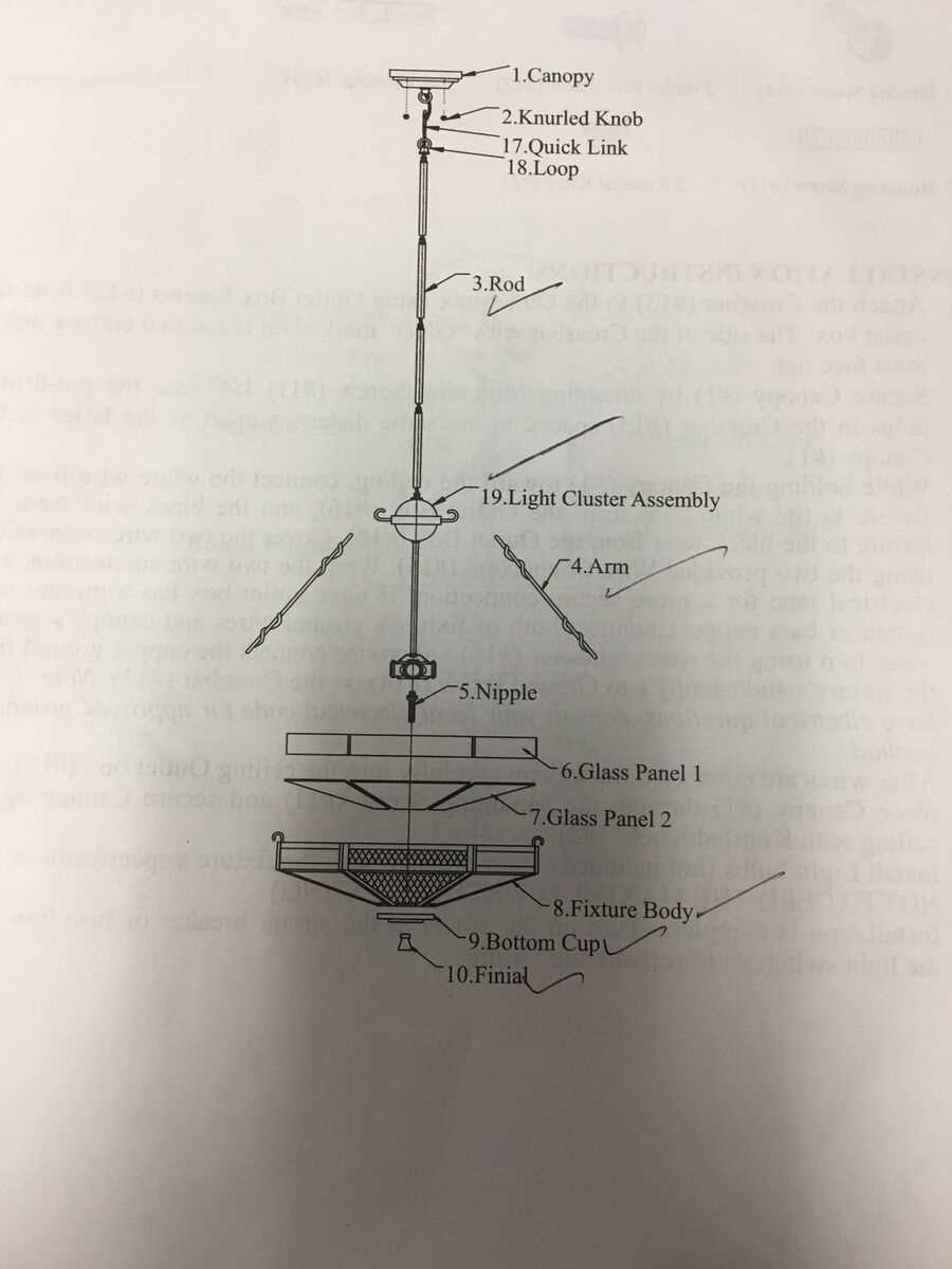 parts of a chandelier diagram