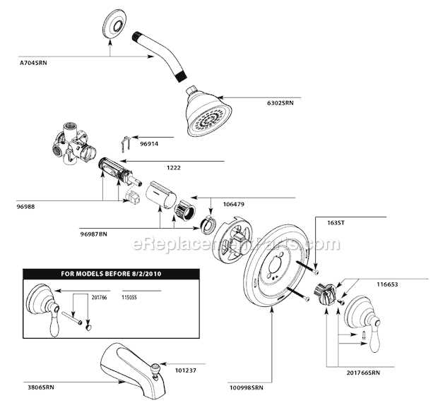 parts of a shower faucet diagram